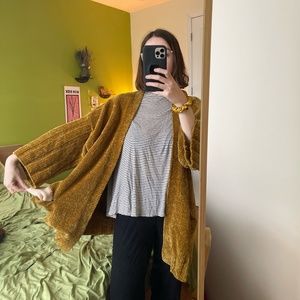 Anthropologie Gold chenille open cardigan